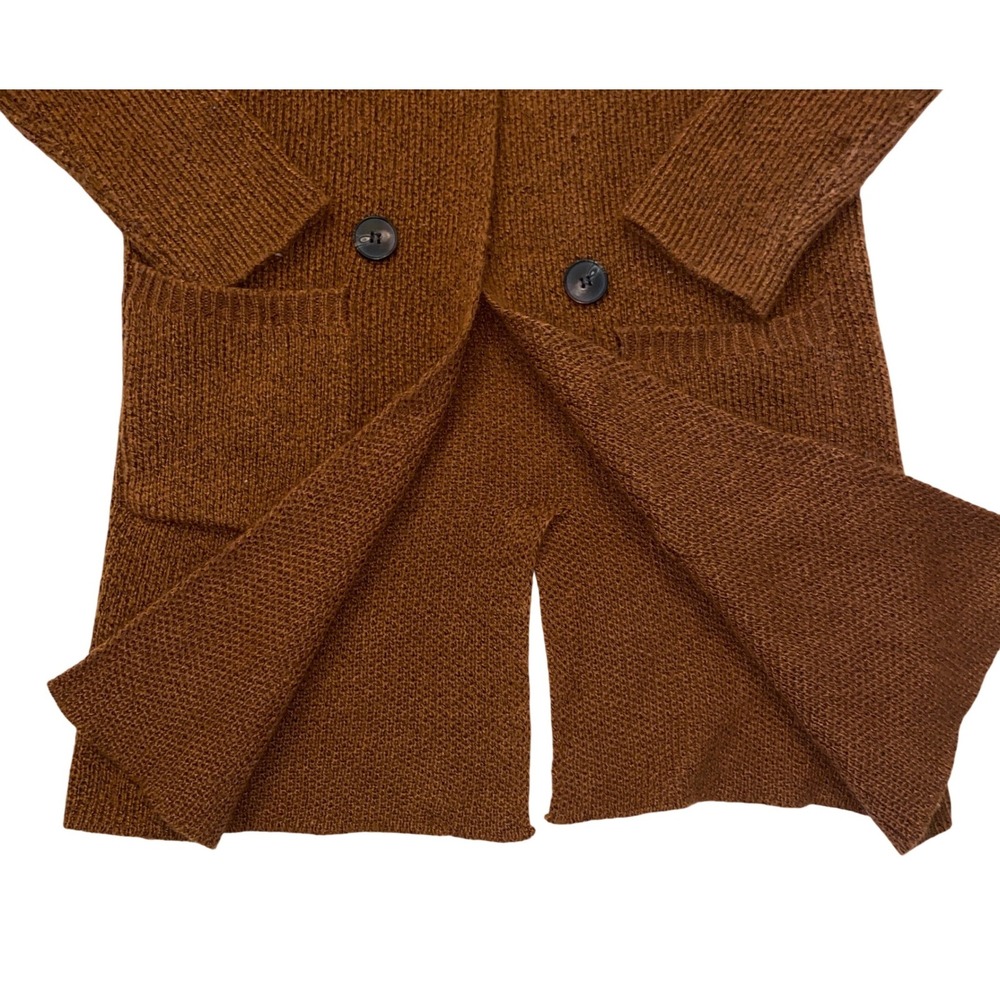 Active USA Women Rust Brown Double Breasted Knit Cardigan Sweater Small Academia - Picture 3 of 9